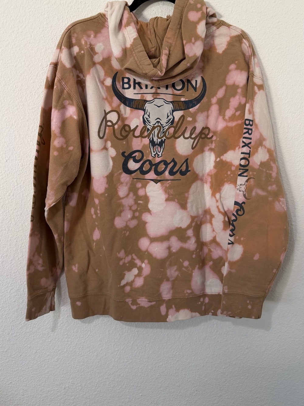 Brixton Tan & Pink Tie-Dye Zip‑Up Hoodie